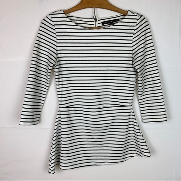 White House Black Market Striped Peplum Top - Picture 2 of 5